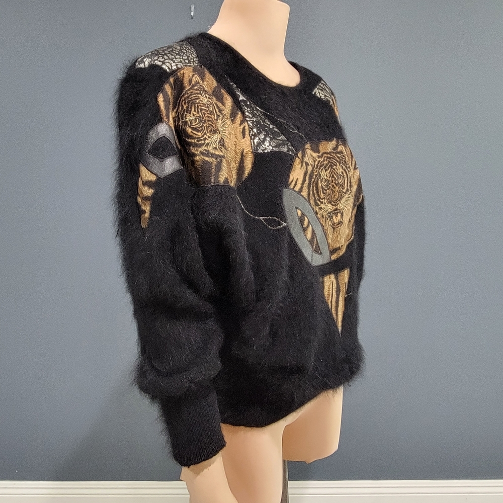 Vtg Venesha angora tiger sweater S/M - Picture 4 of 6